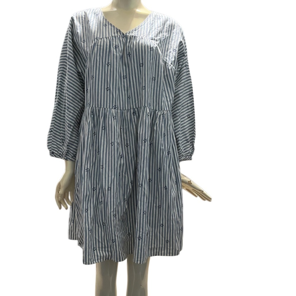 Madewell v-neck tiered mini dress coastal blue - Picture 2 of 8